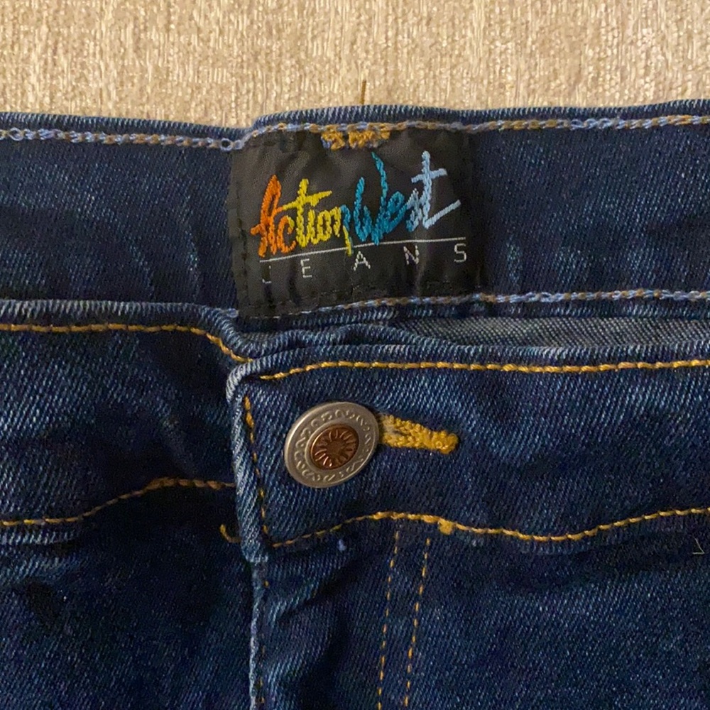 Super high rise Action West dark wash jeans